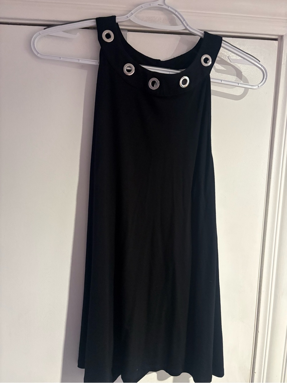 Carmen Marc Valvo Black Grommet Halter Tank